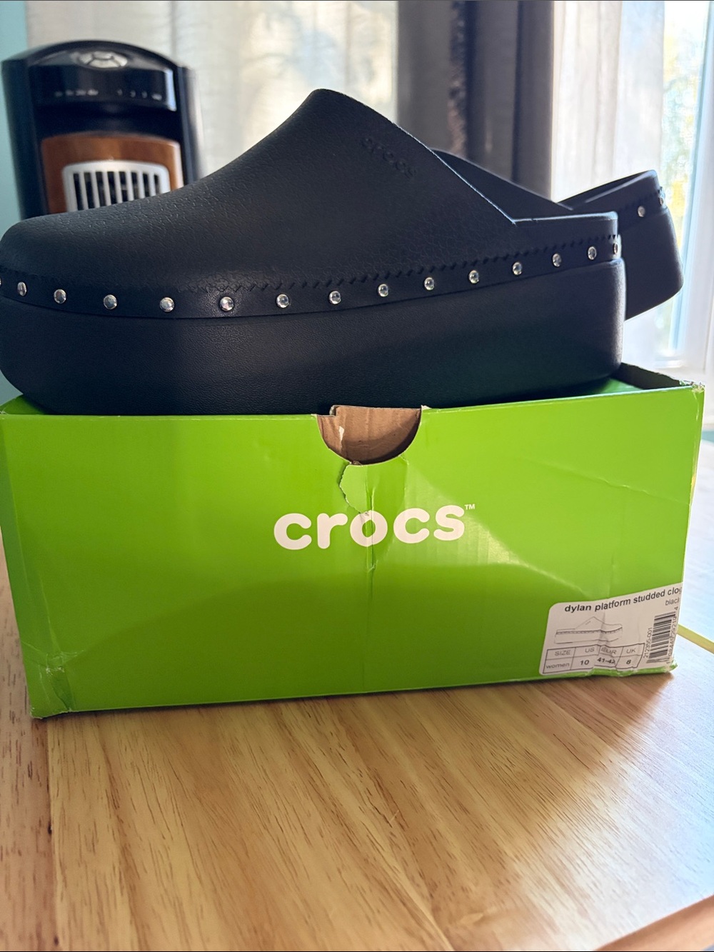 CROCS Womens Black Dylan Platform Stud Clog